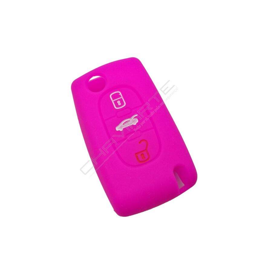 Capa slicone Citröen, flip três botões, rosa