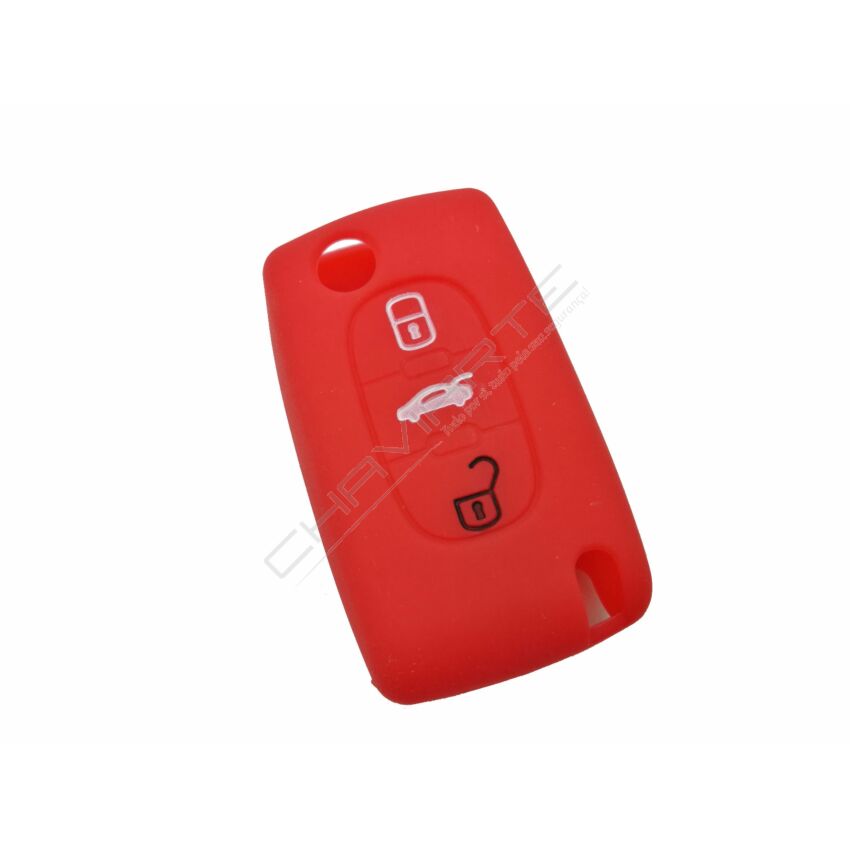 Capa silicone Citröen, flip três botões, vermelho