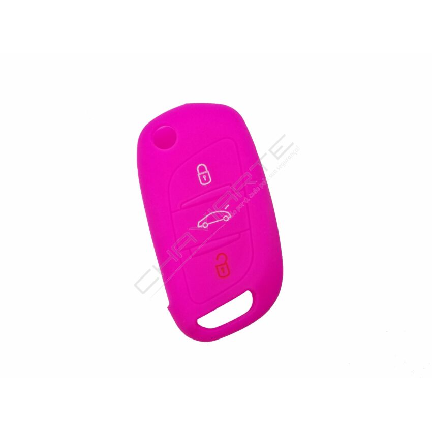 Capa silicone Citröen, nova flip três botões, rosa