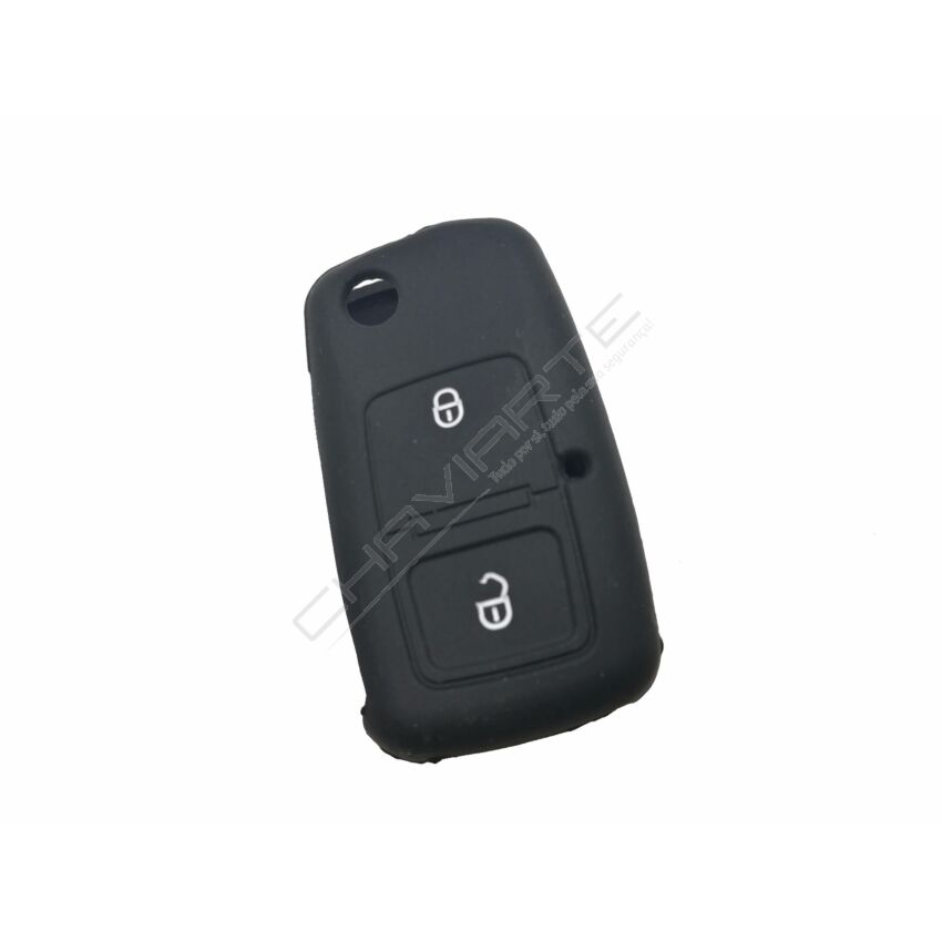 Capa silicone Volkswagen, dois botões, negra