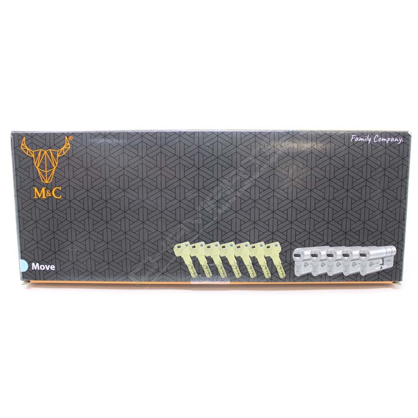 Cilindro M&C Move 32x32mm niquelado, Pack 5 cilindros mestrados