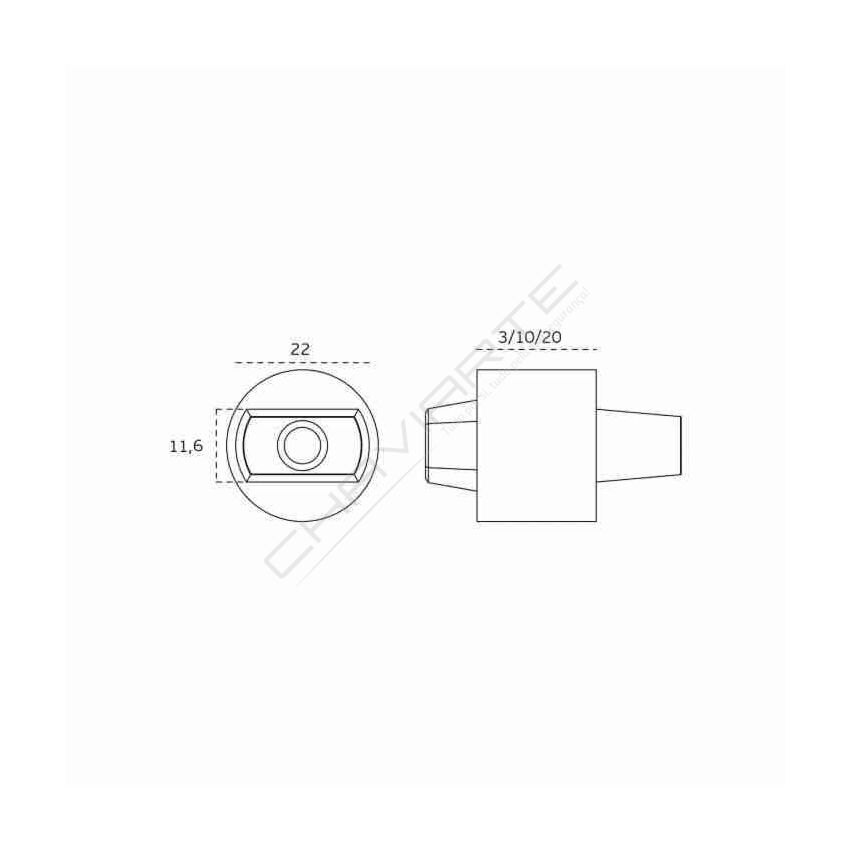 Quadra JNF 21.001.R20, retangular 21 x 11,6 mm, para mola de pavimento