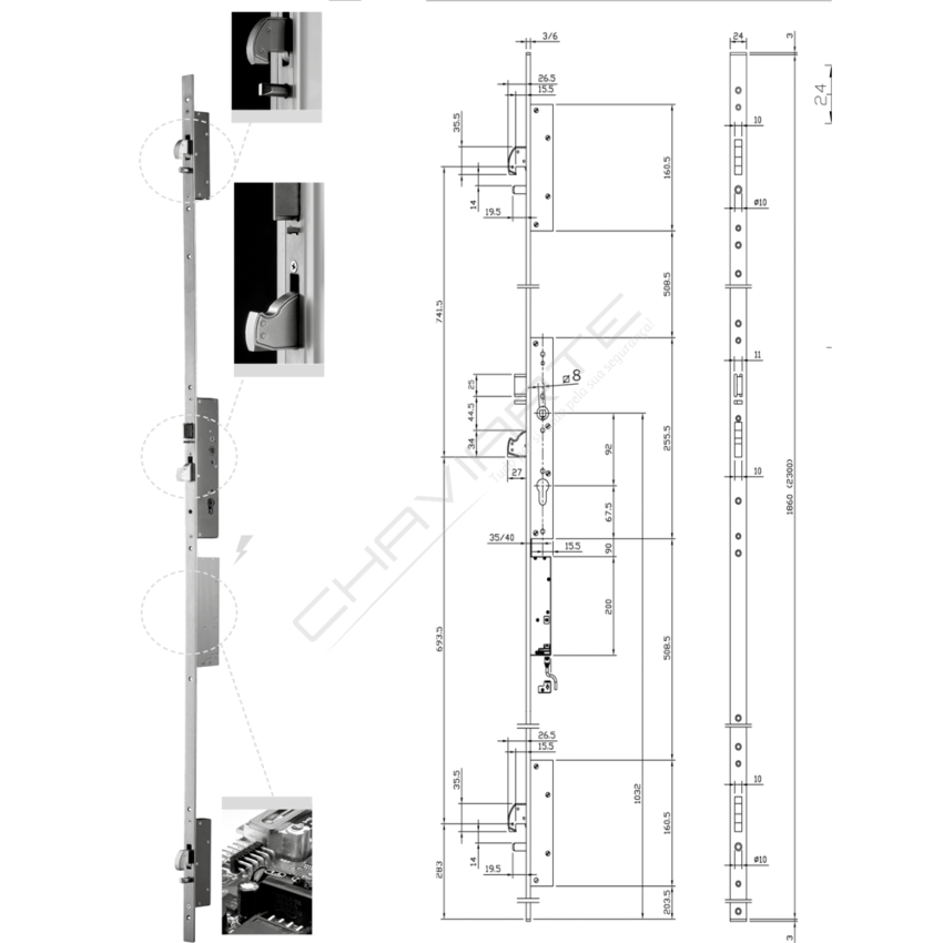 Fechadura Iseo Multiblindo Emotion 7A3600502D_ESQ PT