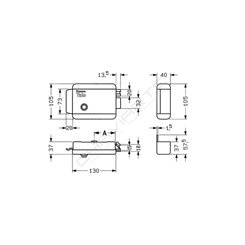 Fechadura elétrica de sobrepor Yale 67400501, direita