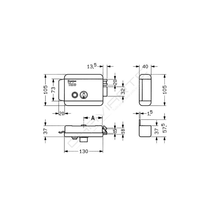 Fechadura elétrica de sobrepor Yale 67800601, direita