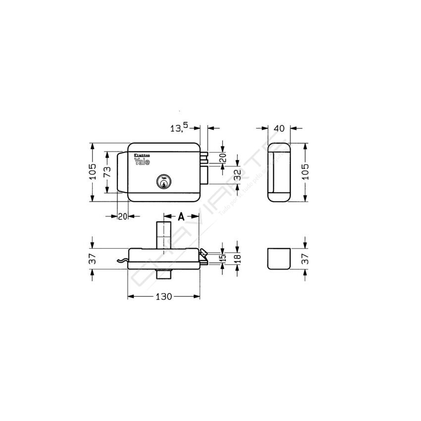 Fechadura elétrica de sobrepor Yale 68000602, esquerda