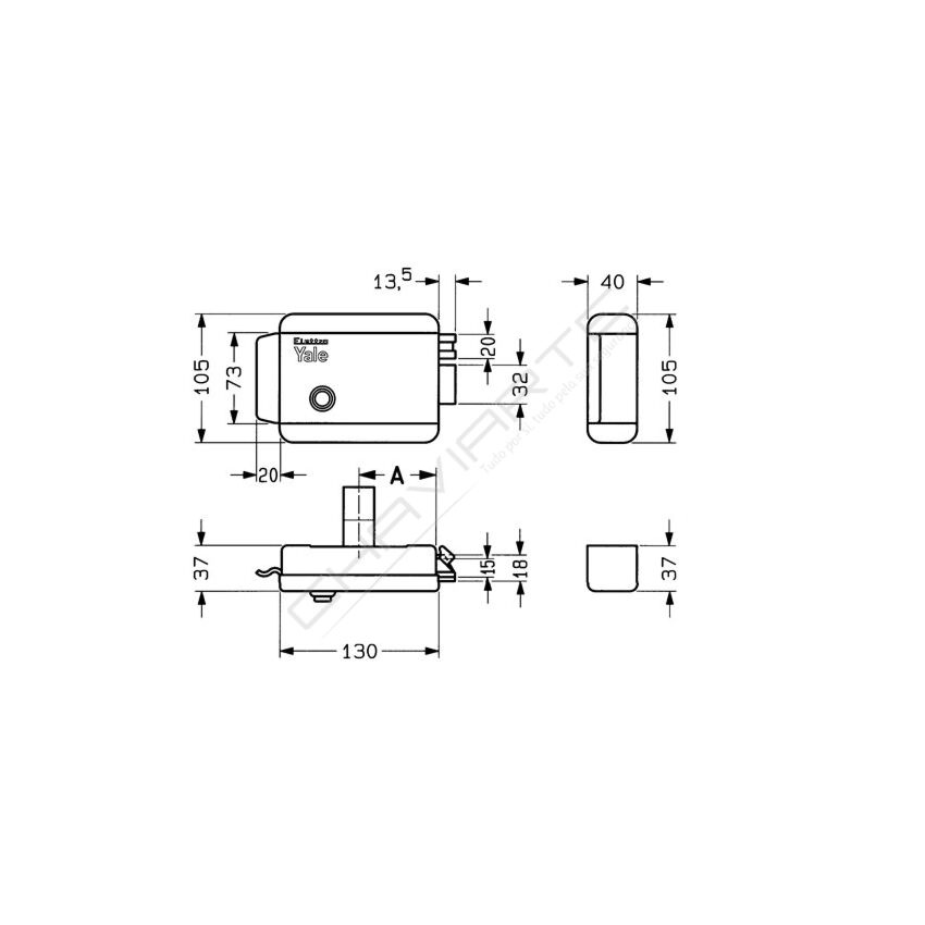 Fechadura elétrica de sobrepor Yale 68400502, esquerda