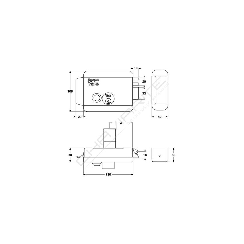 Fechadura elétrica de sobrepor Yale 68800601, direita