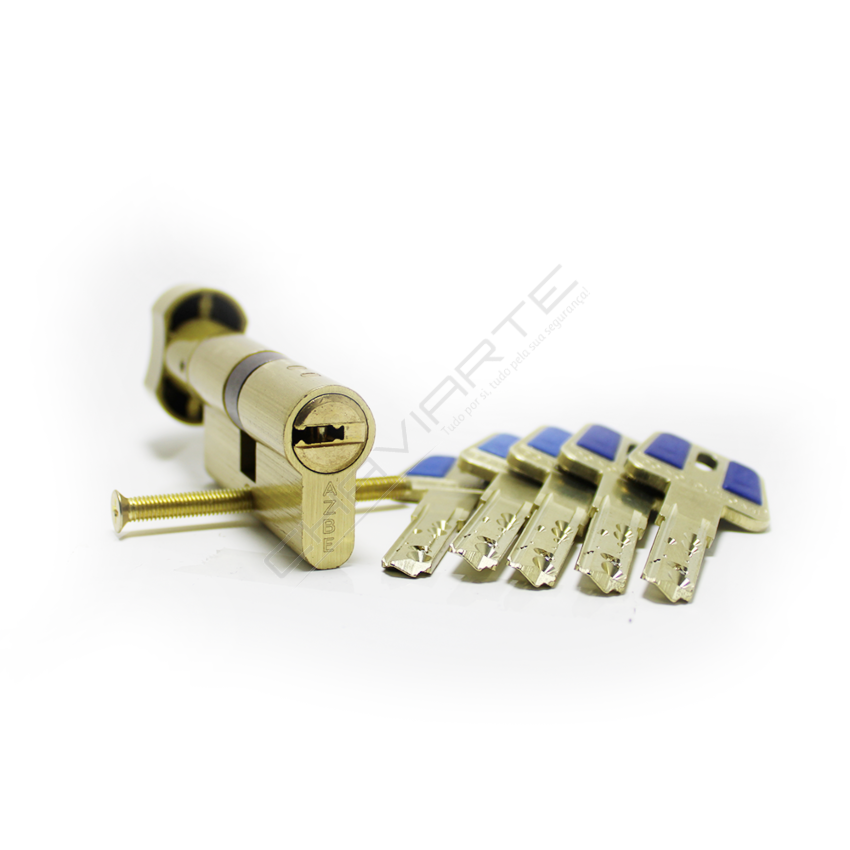 Cilindro Yale HSK de botão 30x30mm latonado