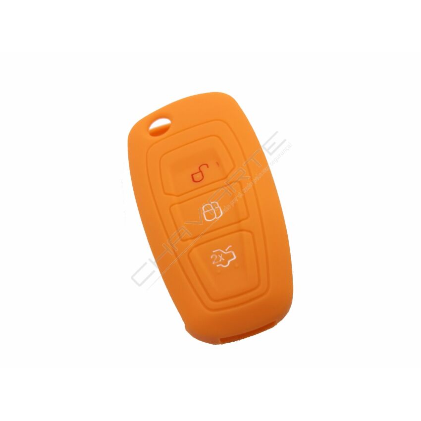 Capa silicone Ford, três botões, laranja