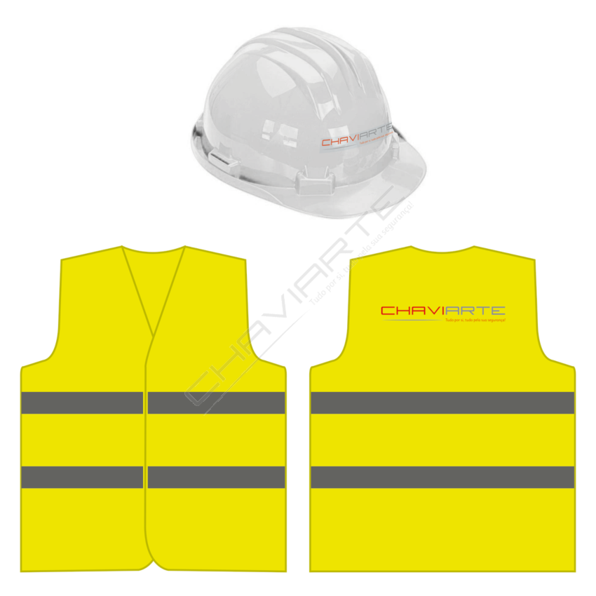 Kit colete refletor + capacete para visita obras