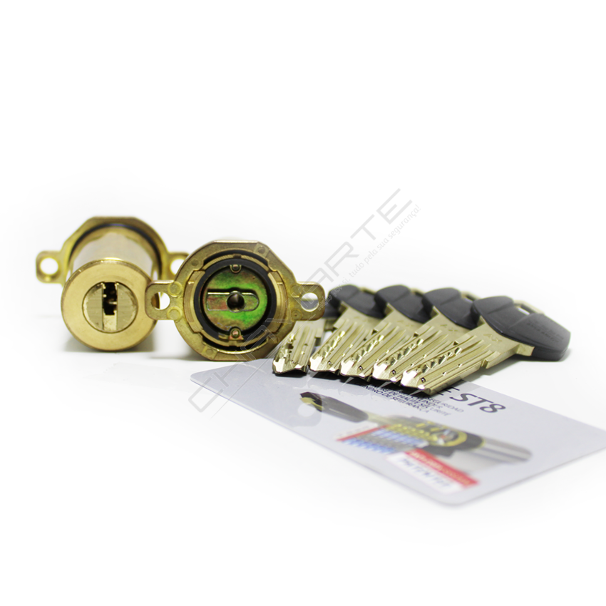 Cilindro ST8 Chaviarte ST8F3636L latonado, para portas Fichet