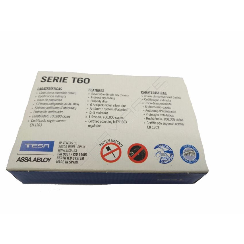 Cilindro Tesa T60 de botão 35x35mm latonado