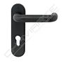 Puxador Yale de muleta MCF-72 com entrada de cilindro a 72 mm, negro