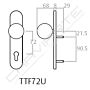 Puxador de bola Tesa TTF72UNE, fixo, com espelho comprido, negro