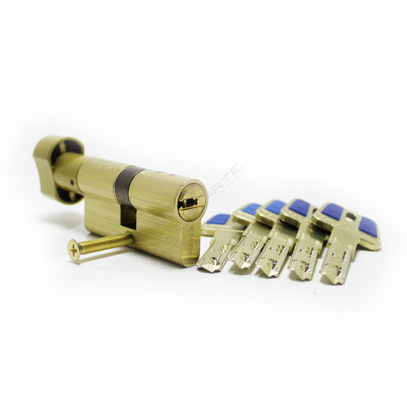 Cilindro Yale HSK de botão 30x30mm latonado