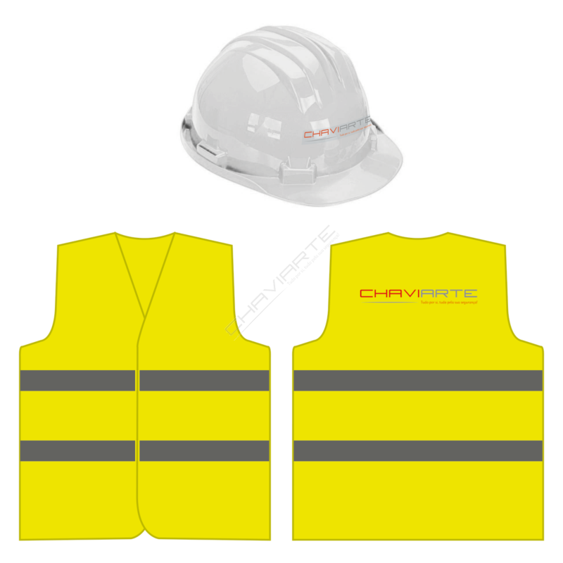 Kit colete refletor + capacete para visita obras