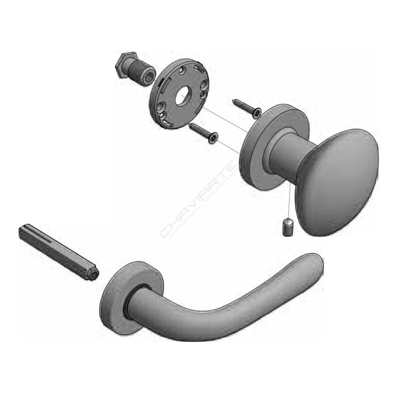 KIT Puxadores AF para porta blindada, Argento
